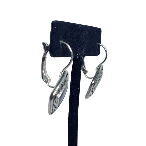 Kenneth Cole Silver Tone & Purple Enamel Geometric Dangle Earrings (5836) - Picture 4 of 7